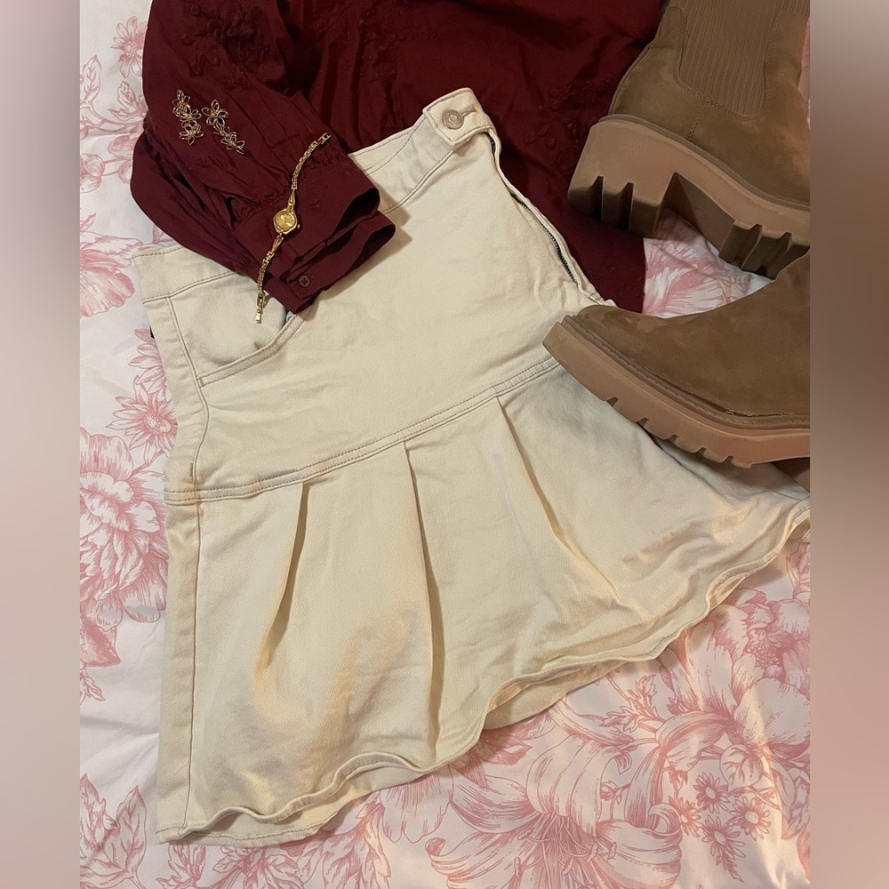 Wild Fable Cream Denim Skirt